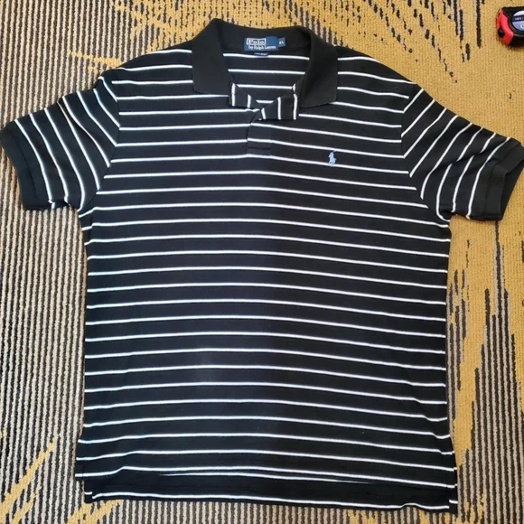 Polo by Ralph Lauren Black and White Striped Polo Shirt - Picture 8 of 8